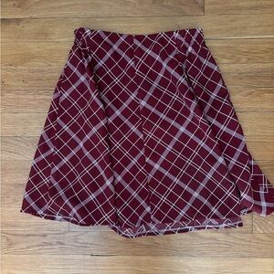 Vintage burgundy and white plaid skirt, XS